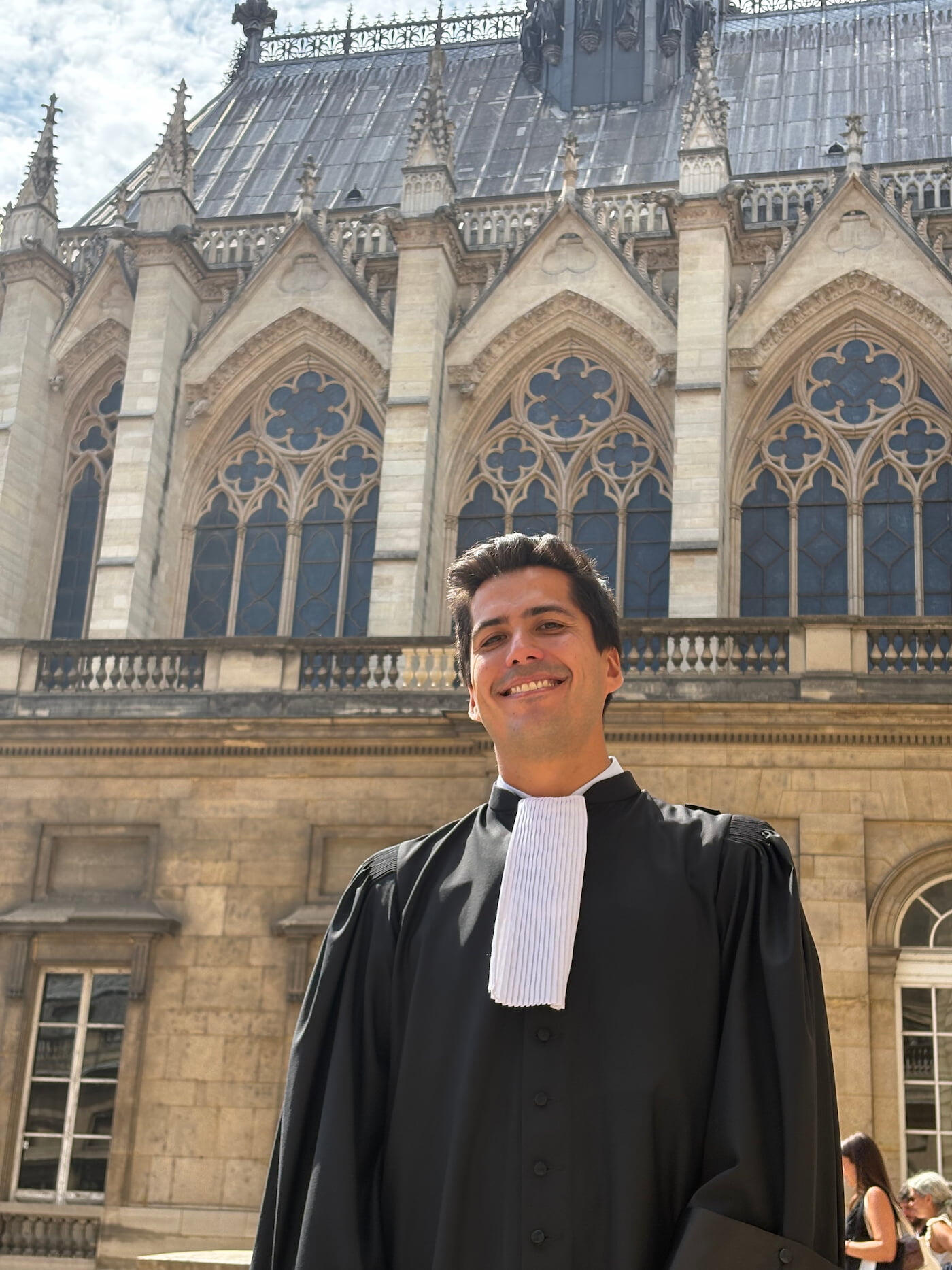 Attorney Leonel Bustamante at the Palais de Justice in Paris following his Bar oath ceremony.